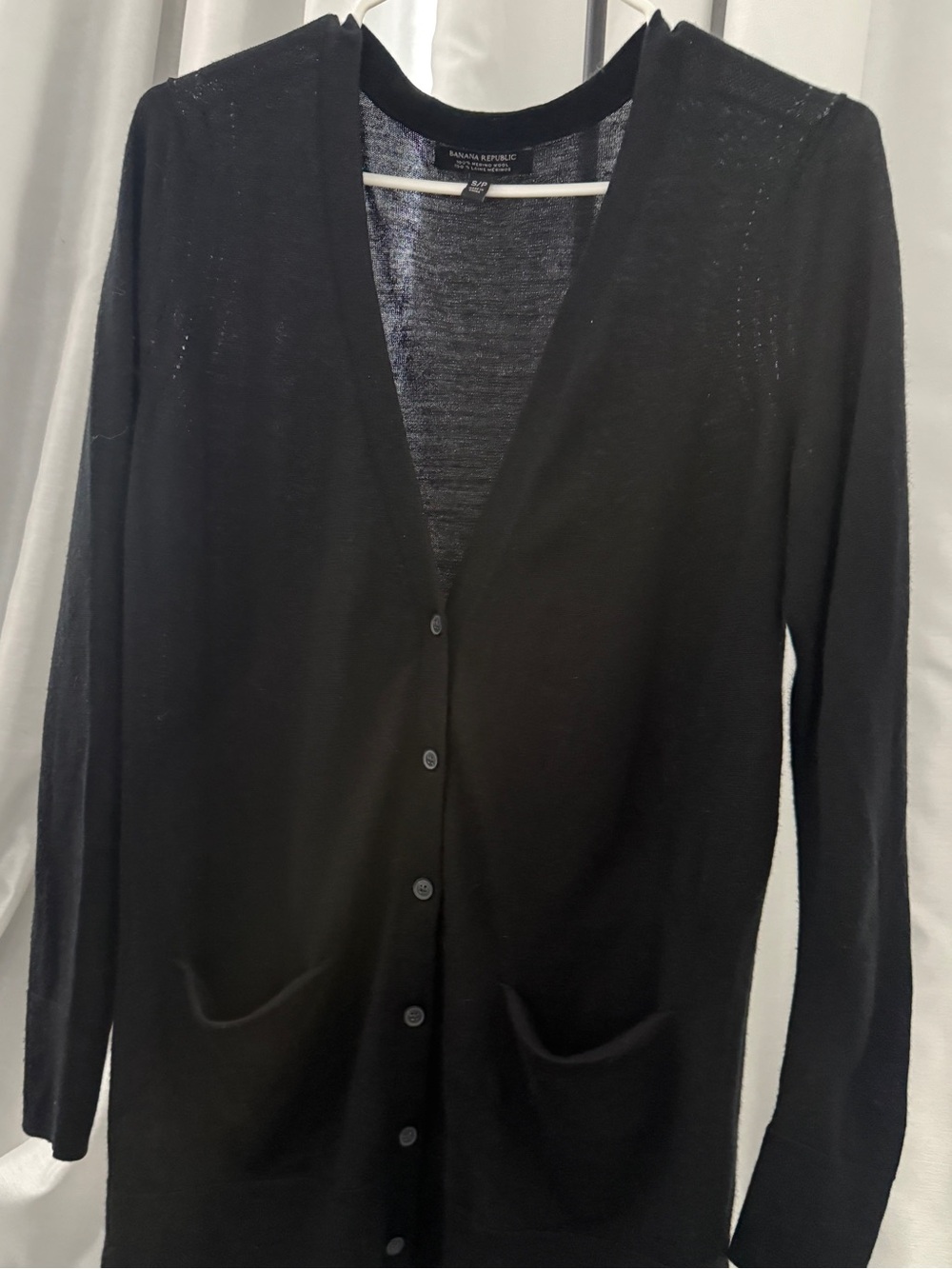 Black Banana Republic Merino Wool Cardigan (V-Neck with Front Pockets)